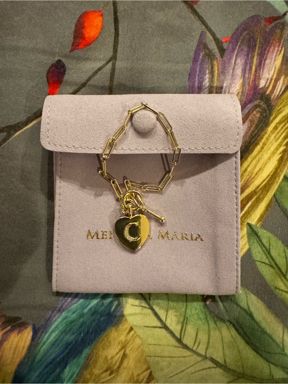 Gold Melinda Maria Love Letters C Charm Bracelet EUC